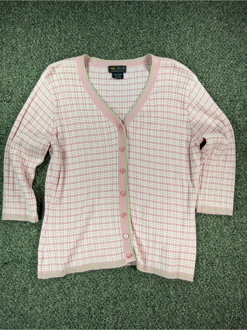 Route 66 Pink Plaid V-Neck Button Cardigan